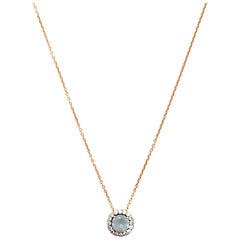 Selim Mouzannar 18K Rose Gold Chain Necklace w. Aquamarine & Diamond Pendant