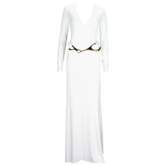 Museum Tom Ford for Gucci F/W 1996 Collection White Jersey Belted Dress Gown 38 