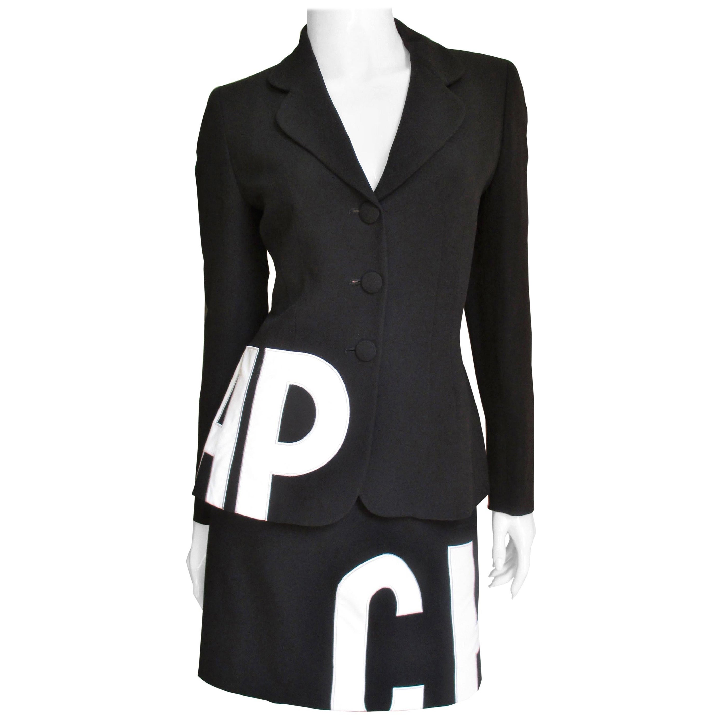 Moschino Letter Applique Skirt Suit For Sale