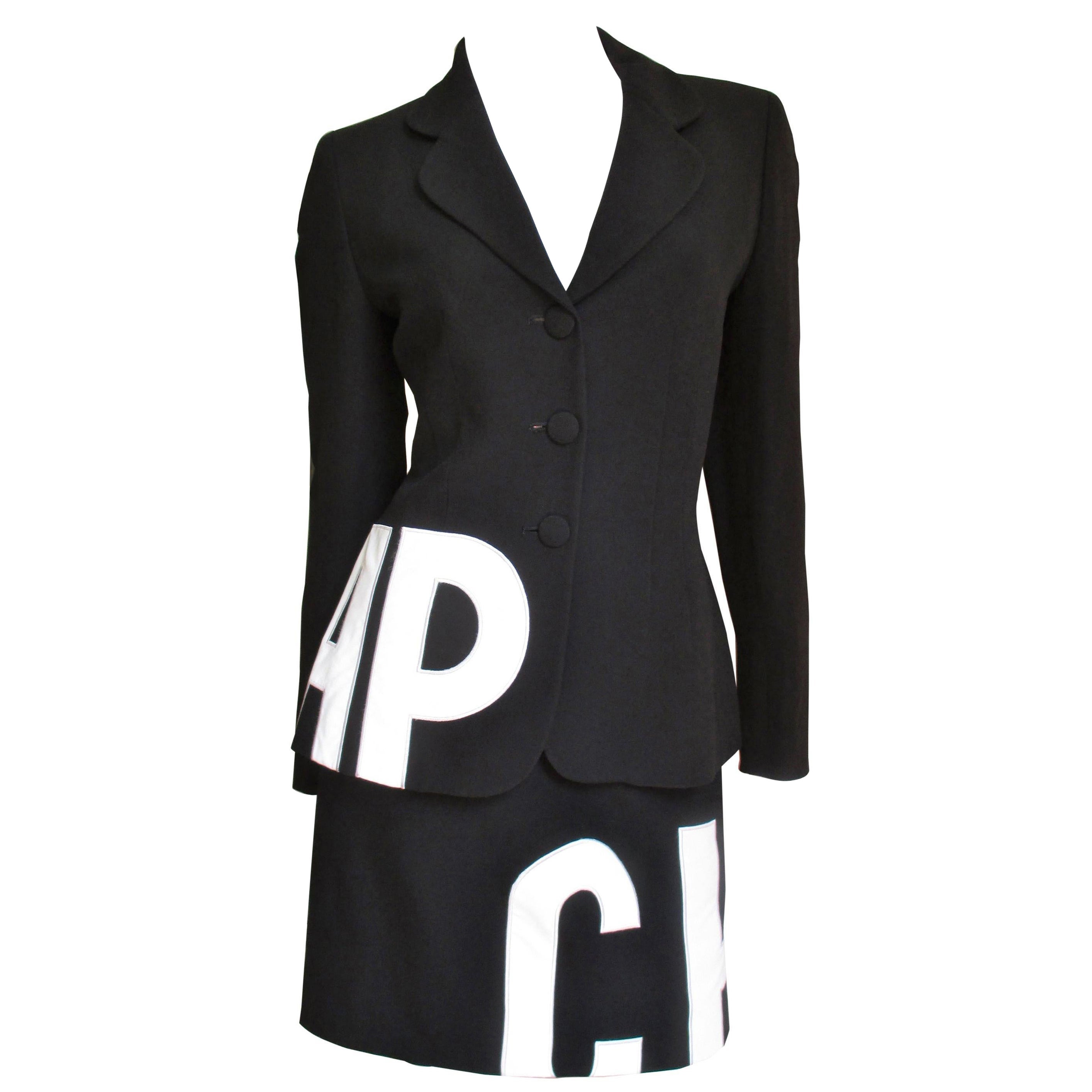 Moschino Letter Applique Skirt Suit
