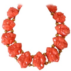 1970s William De Lillo Sculpted Rock Statement Necklace 