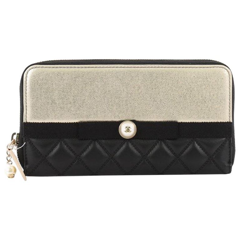 Chanel Pearl Zip Wallet Lambskin Long at 1stDibs