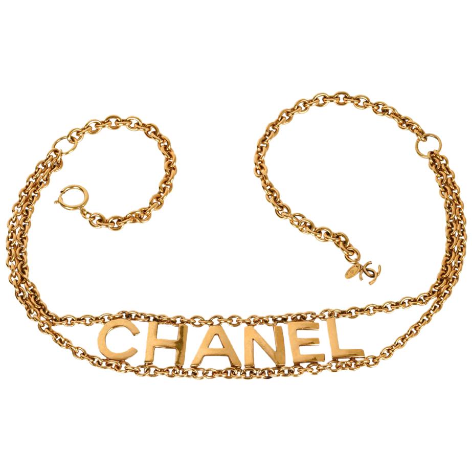 Chanel Belt Gold Link Chain Chanel Name Spelled Out
