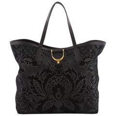 Gucci Stirrup Tote Brocade Leather