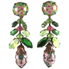 French Chinoiserie Pendant Earclips