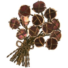 Retro Line Vautrin Mirror Mosaic Flower Bouquet Brooch