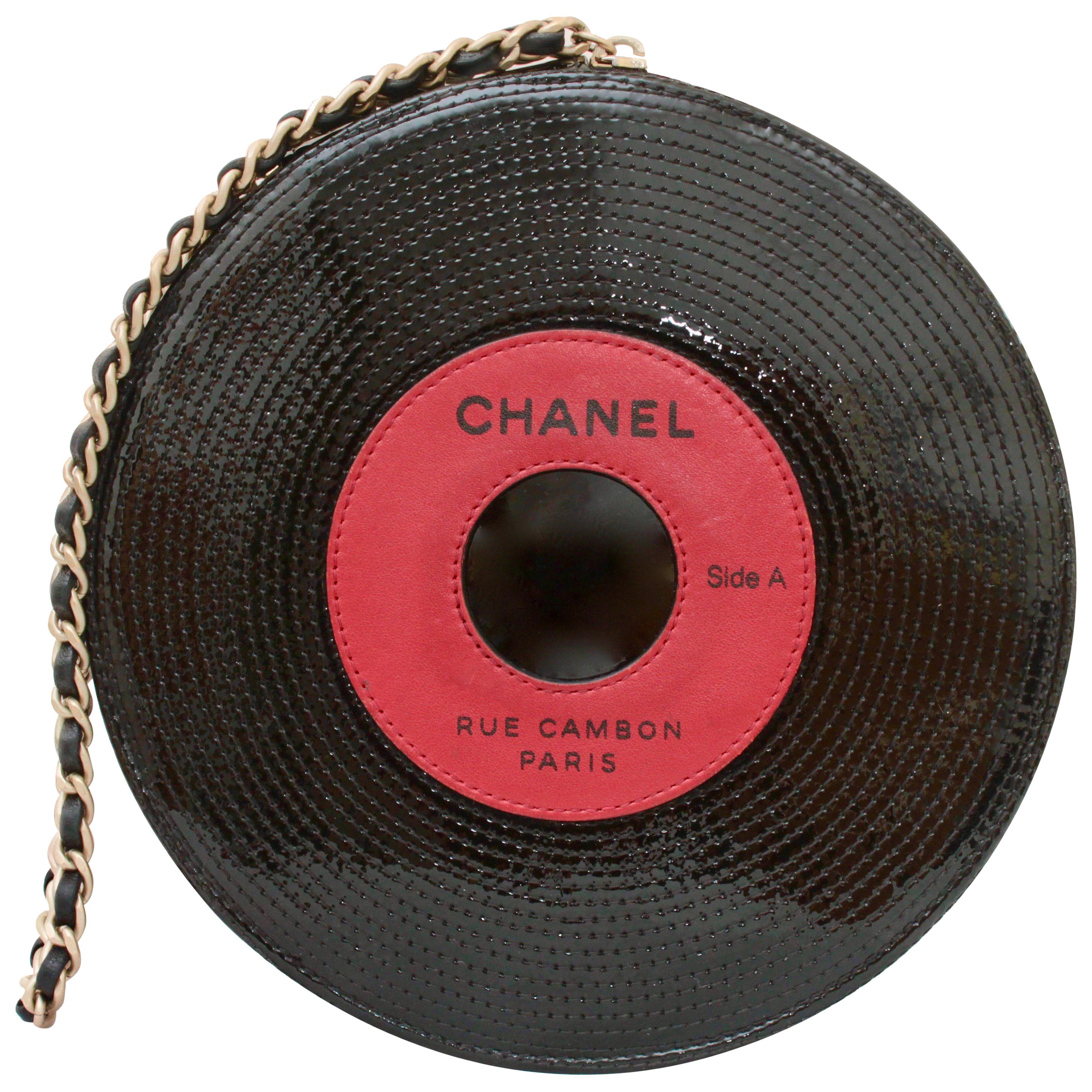 Chanel Patent Leather Ltd Ed Record Bag Evening Clutch Wristlet, 2004