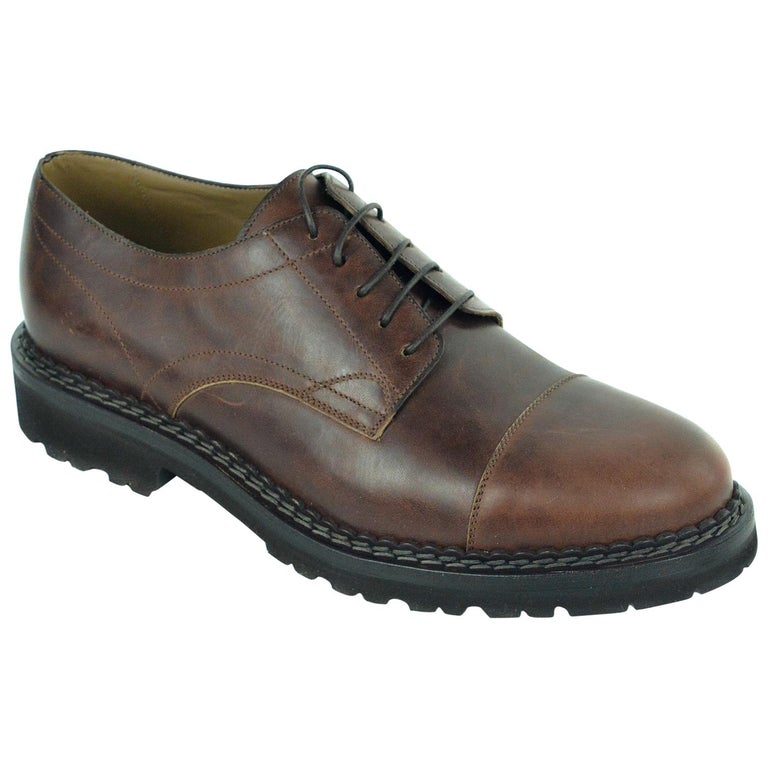 Brunello Cucinelli Mens Leather Stitched Lug Sole Oxfords For Sale at ...