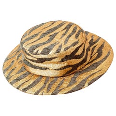 Vintage Givenchy Animal Pattern Boater Hat