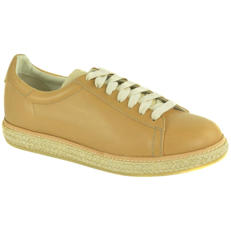 Brunello Cucinelli Mens Tan Leather Jute Low Top Sneakers For Sale at ...