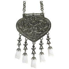 Vintage Oversized Metal 1960s Shield Necklace 