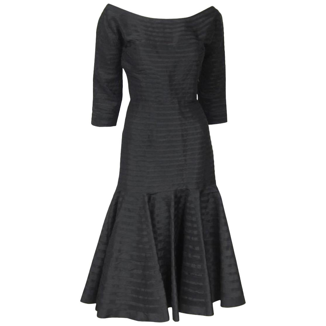 1950s Ben Reig Black Silk Ribbon Dress For Sale at 1stDibs | ben reig ...