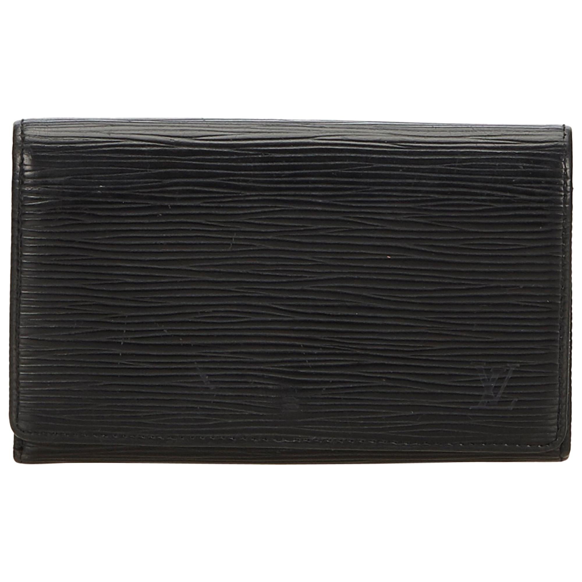 Louis Vuitton Black Epi Portefeuille Tresor Bifold Wallet For Sale