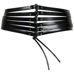 Alaia Vintage Black Leather Corset Belt