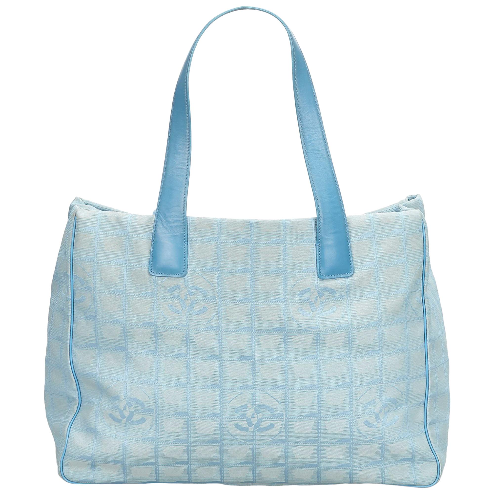Chanel Light Blue New Travel Line MM Tote  For Sale