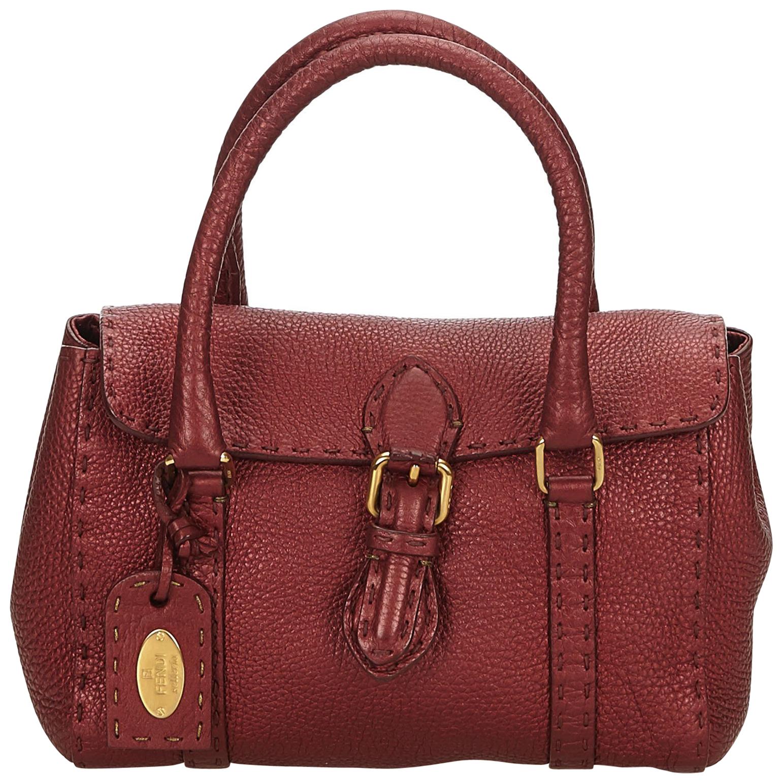 Fendi Red and Bordeau Mini Linda Handbag For Sale