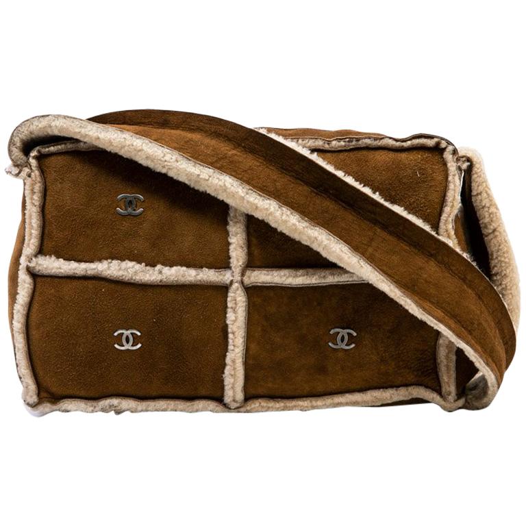 Chanel Camel Color Shearling Lambskin Leather Mini Bag at 1stDibs
