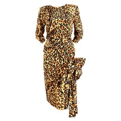 Yves Saint Laurent leopard printed silk runway dress, 1986