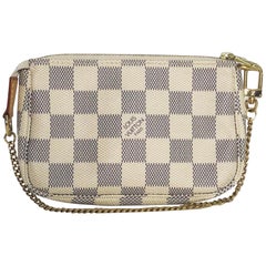 Louis Vuitton Damier Azur Pochette Accessories Mini Wristlet Handbag