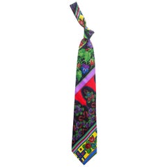 Vintage 1990S GIANNI VERSACE Chinese Floral Mens Silk Tie