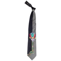 Vintage 1990S GIANNI VERSACE Op-Art Baroque Silk Mens Tie