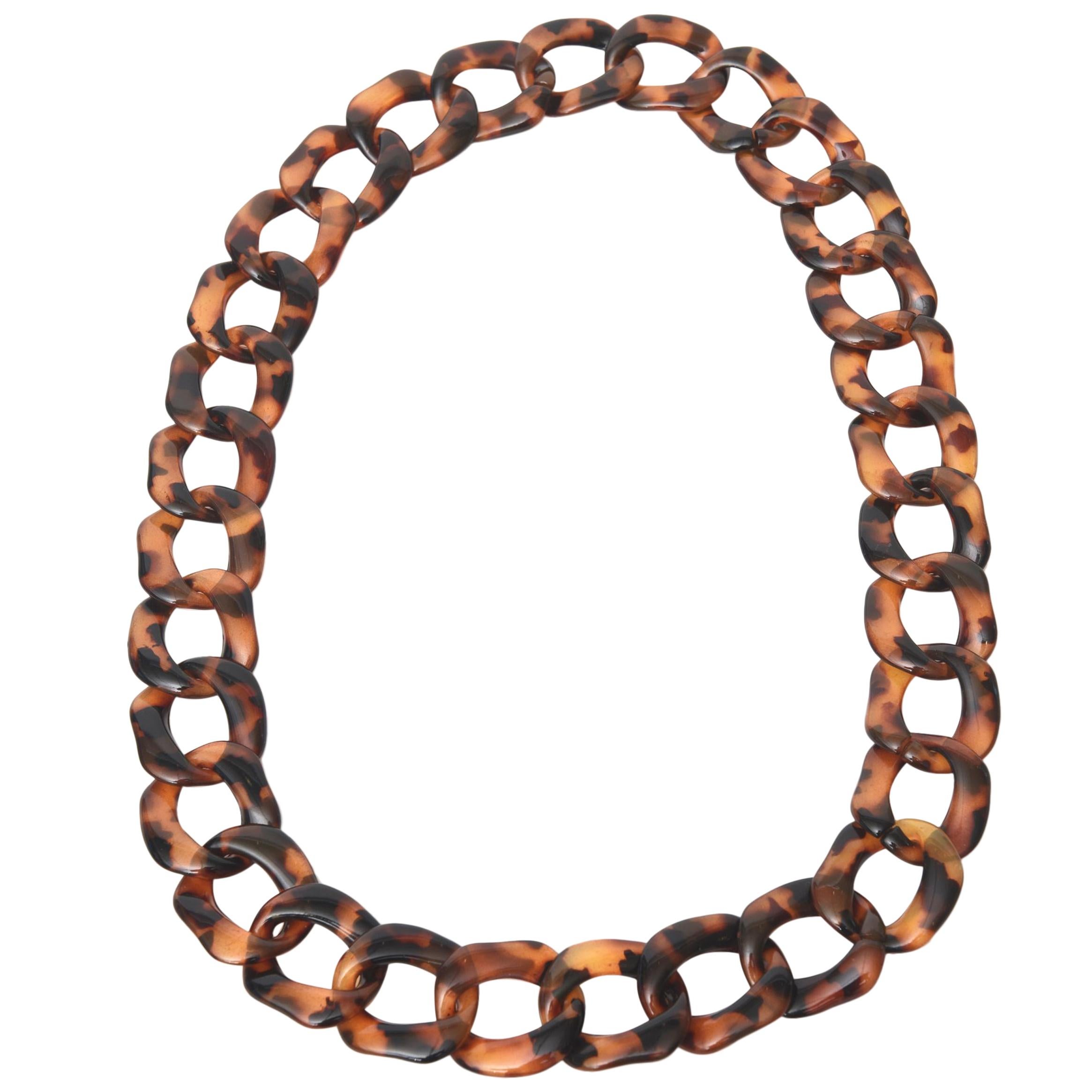 Vintage Tortoise Lucite Loop Necklace