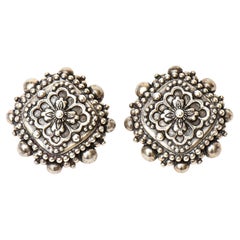 Stephen Dweck Boucles d'oreilles à clip en argent sterling signées vintage