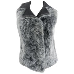 Akris Punto Grey Reversible Lambskin Shearling Fur Vest