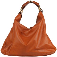 Gucci Tan Leather Large Horsebit Hobo Shoulder Bag