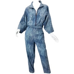 Avant Garde 1980s Acid Wash Lightweight Denim Blue Jean Retro 80s Jumpsuit