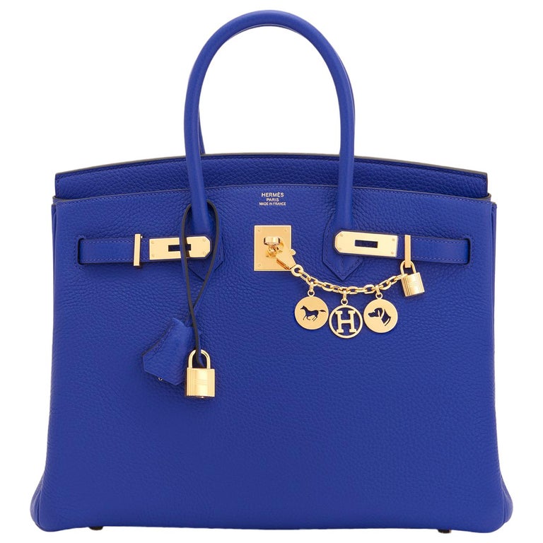 Hermes Birkin 35cm Blue Electric Gold Hardware Bag at 1stDibs hermes