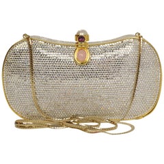 Judith Leiber Clear Swarovski and Faux Pearl Minaudiere Evening Bag / Clutch