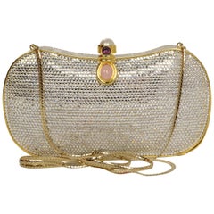 Judith Leiber - Sac de soirée/pochette minaudière transparente en cristaux Swarovski et fausses perles