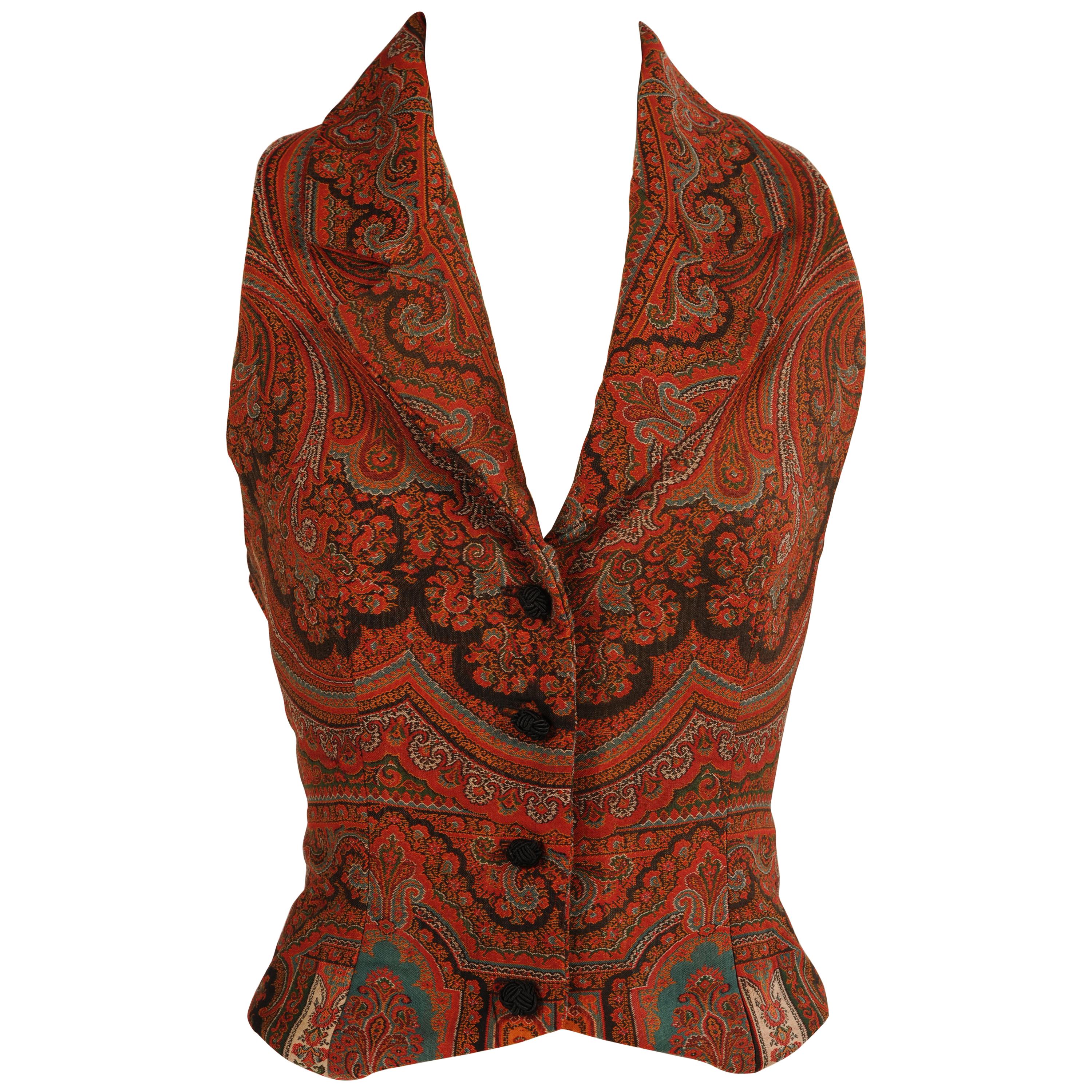 20th Century Scottish Paisley Vest Made from Antique Handwoven Paisley ...