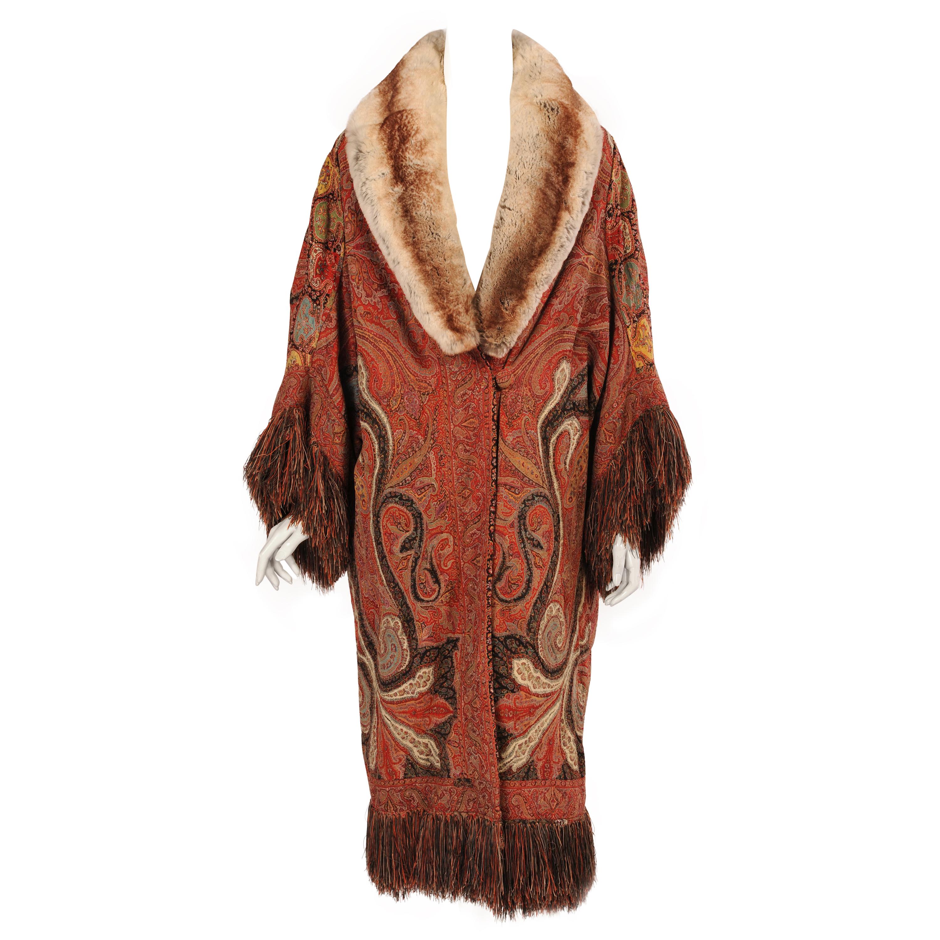1920's Coat Made from a Handmade Antique Kashmiri Paisley Shawl