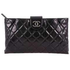 Chanel Coco Pleats Clutch Quilted Glazed Calfskin 