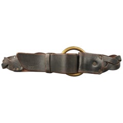 Vintage RRL by RALPH LAUREN Size 36 Brown Braided Leather Brass Hoop Belt