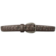 Vintage BOTTEGA VENETA Size 34 Brown Intrecciato Woven Leather Belt
