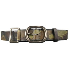 PRADA Size 34 Olive Camouflage Saffiano Leather Belt