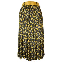 Vintage Early Karl Lagerfeld Silk Skirt in a Yellow Flower Print