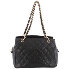 Chanel Caviar Quilted Petite Timeless Shopping Tote Black 