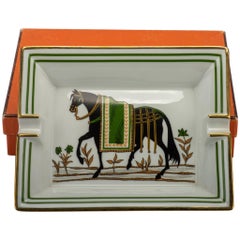 Vintage Hermès Green and Gold Horse Ashtray