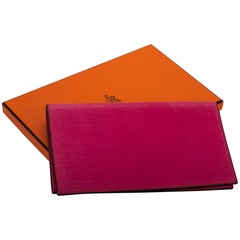 Hermès Hot Pink Suede Checkbook Cover