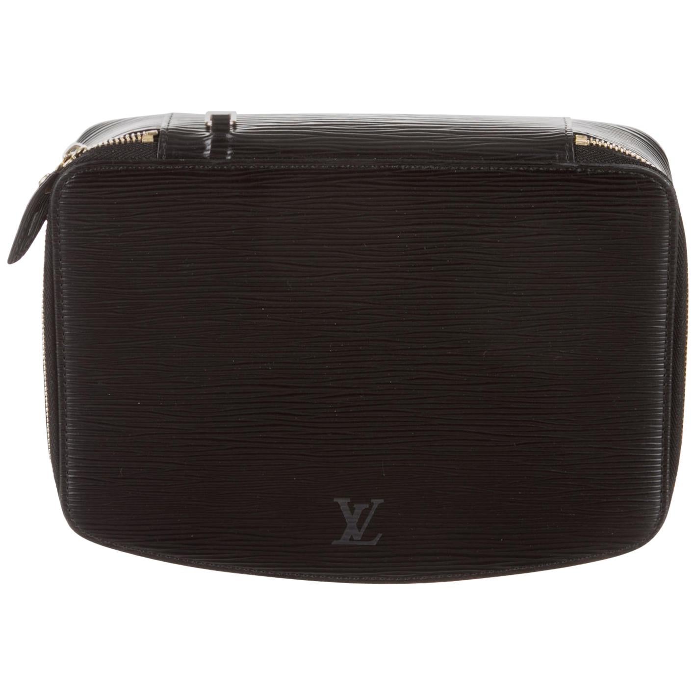 Louis Vuitton Black Epi Leather Jewelry Accessory Travel Storage Case Bag  For Sale at 1stDibs