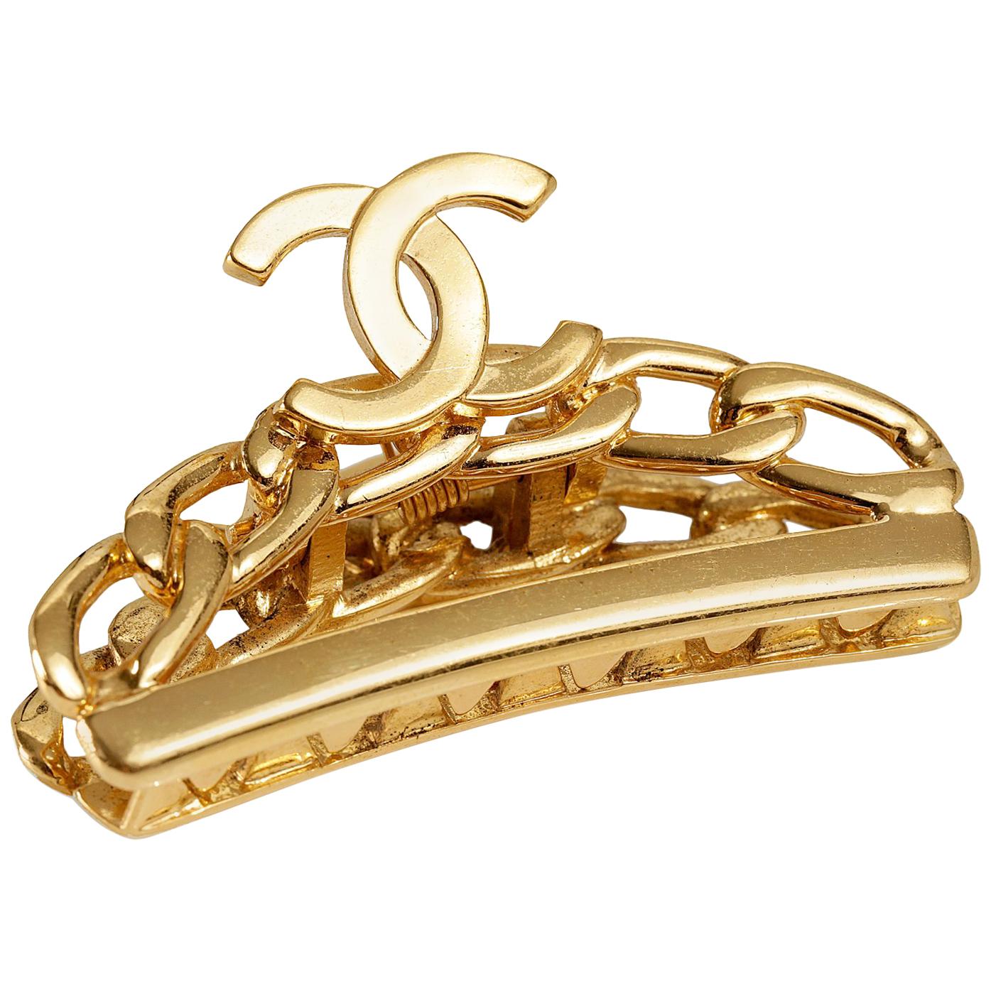 Chanel Gold CC Large Hair Clip