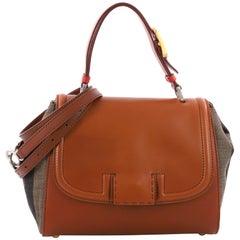 Fendi Silvana Bag Leather with Pequin Striped Canvas Small
