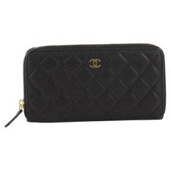 Chanel Zip Around Wallet Quilted Caviar Long