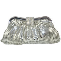 Retro C.1950 Whiting & Davis Silver Mesh Clutch Evening Handbag