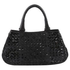 Bottega Veneta Snap Handle Tote Intrecciato Patent and Suede Medium