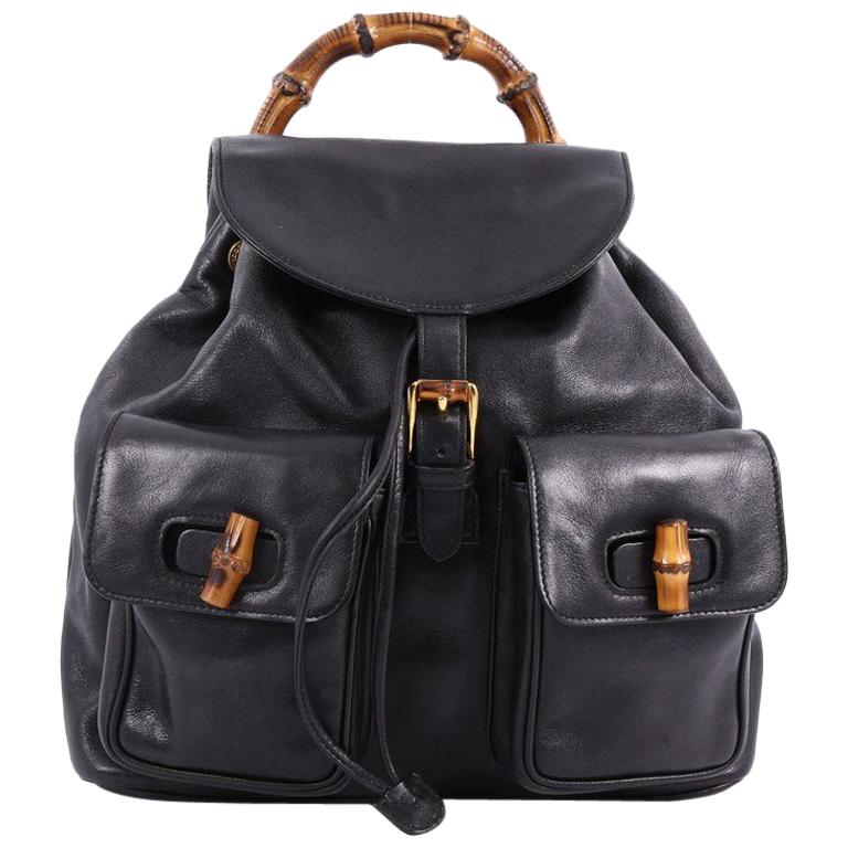 Gucci Vintage Bamboo Backpack Leather 